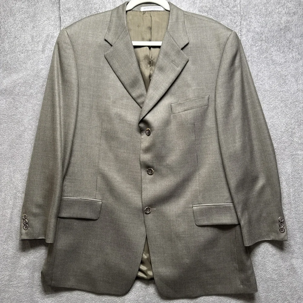 Hickey Freeman Blazer 43R Mens Brown Silk Wool 3 Button Sport Coat Double Vent‎